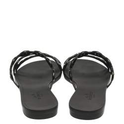 Pre Owned Hermes Black Rubber Chaine d'Ancre Rivage Slide Sandals Size 36
