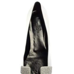 Pre Owned Hermes Metallic Silver Leather Nice Flats Size 40.5