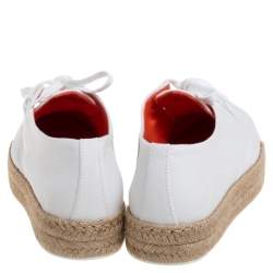 Pre Owned Hermes White Canvas Rosa Espadrille Sneakers Size 39