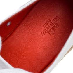 Pre Owned Hermes White Canvas Rosa Espadrille Sneakers Size 39