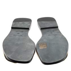 Pre Owned Hermes Metallic Pale Gold Twisted Metal Thread Oran Sandals Size 37