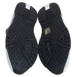 Pre Owned Hermes Black/White Suede And Knit Fabric Addict Sneakers Size 38.5