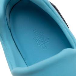 Hermes Blue/Black Neoprene And Suede Run Round Toe Sneakers Size 39