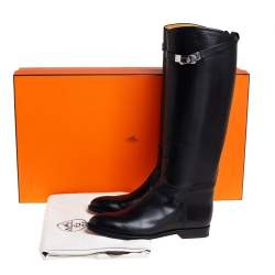 Hermes Black Leather Jumping Boots Size 40