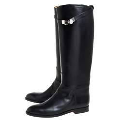 Hermes Black Leather Jumping Boots Size 40