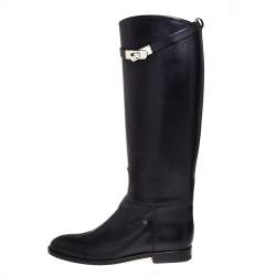 Hermes Black Leather Jumping Boots Size 40