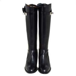 Hermes Black Leather Jumping Boots Size 40