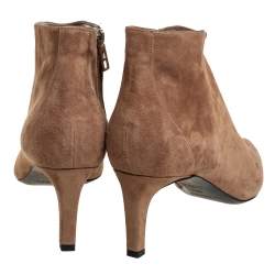 Pre Owned Hermes Brown Suede Zipper Detail Ankle Boots Size 39.5