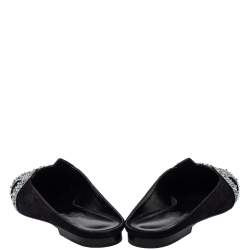 Pre Owned Hermes Black Suede Roxane Mule Sandals Size 38