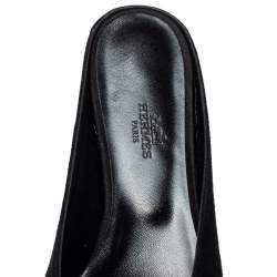 Pre Owned Hermes Black Suede Roxane Mule Sandals Size 38