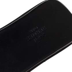 Pre Owned Hermes Silver Leather Flat Slides Size 38.5