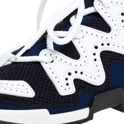 Pre Owned Hermes Multicolor Knit Fabric And Brogue Leather Action High Top Sneakers Size 36