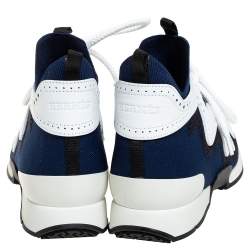 Pre Owned Hermes Multicolor Knit Fabric And Brogue Leather Action High Top Sneakers Size 36