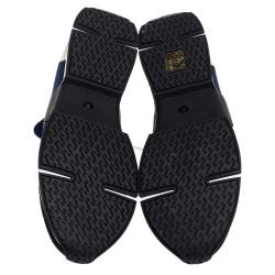 Pre Owned Hermes Multicolor Knit Fabric And Brogue Leather Action High Top Sneakers Size 36