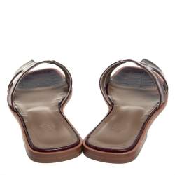 Hermes Burgundy Alligator Leather Oran Flat Slides Size 38