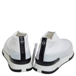 Pre Owned Hermes White Knit Fabric And Neoprene Tokyo Slip On Sneakers Size 37