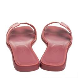 Hermes Pink Leather Oran Flat Slides Size 36.5