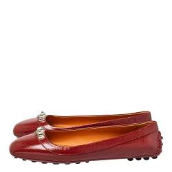 Pre Owned Hermes Brown Patent Leather Liberty Ballet Flats Size 40