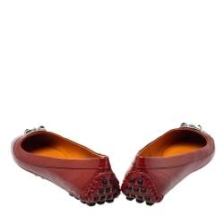 Pre Owned Hermes Brown Patent Leather Liberty Ballet Flats Size 40