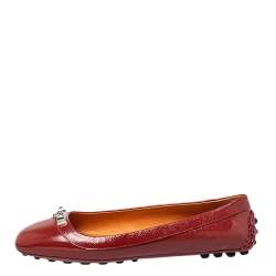 Pre Owned Hermes Brown Patent Leather Liberty Ballet Flats Size 40