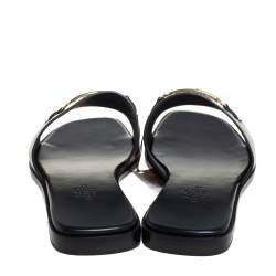 Pre Owned Hermès Black Leather Villa Sandals Size 38