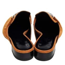 Pre Owned Hermes Brown Suede Slip On Mule Sandals Size 39.5
