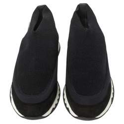 Pre Owned Hermes Black Fabric Tokyo Slip on Sneakers Size 37