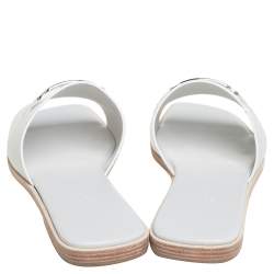 مملوكة مسبقًا Hermès White Leather Villa Sandals Size 40.5