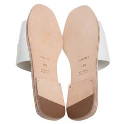 مملوكة مسبقًا Hermès White Leather Villa Sandals Size 40.5