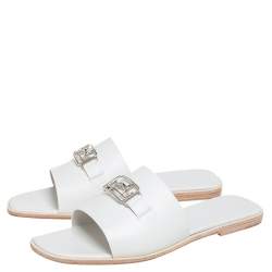 مملوكة مسبقًا Hermès White Leather Villa Sandals Size 40.5