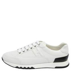 Hermes White Leather Low Top  Trail Sneakers Size 39