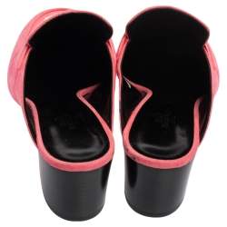 Pre Owned Hermes Pink Suede Paradis Block Heel Mule Sandals Size 40.5