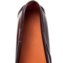 Hermes Burgundy Patent Leather Irving Slip On Loafers Size 40