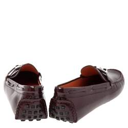 Hermes Burgundy Patent Leather Irving Slip On Loafers Size 40
