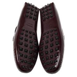 Hermes Burgundy Patent Leather Irving Slip On Loafers Size 40