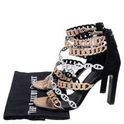 Pre Owned Hermes Multicolor Suede And Leather Romy Sandals Size 37