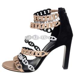 Pre Owned Hermes Multicolor Suede And Leather Romy Sandals Size 37