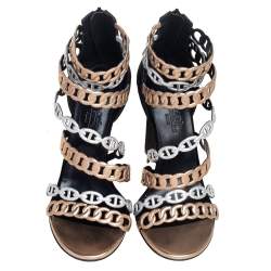 Pre Owned Hermes Multicolor Suede And Leather Romy Sandals Size 37