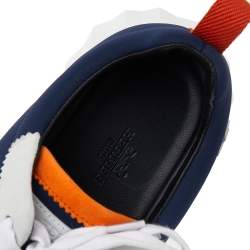 Pre Owned Hermes Navy Blue/White Suede And Neoprene Sneakers Size 39.5