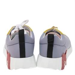 Pre Owned Hermes Multicolor Suede And Neoprene Lace Up Sneakers Size 39.5