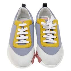 Pre Owned Hermes Multicolor Suede And Neoprene Lace Up Sneakers Size 39.5
