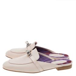 Pre Owned Hermes Pink Leather Kelly Mule Flats Size 38.5