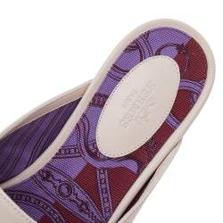 Pre Owned Hermes Pink Leather Kelly Mule Flats Size 38.5