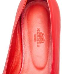 Hermes Red Leather Ballet Flats Size 38