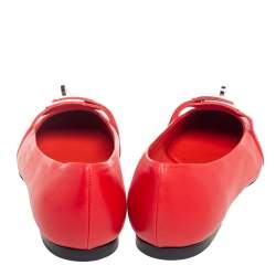 Hermes Red Leather Ballet Flats Size 38