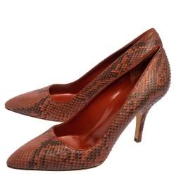 Hermés Cinnamon Brown Python Leather Brique Pointed-Toe Pumps Size 37