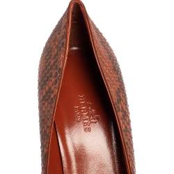 Hermés Cinnamon Brown Python Leather Brique Pointed-Toe Pumps Size 37