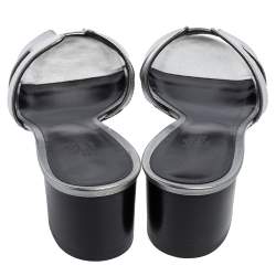 Pre Owned Hermés Metallic Grey Leather Oasis Slide Sandals Size 40