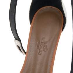 Hermes Tricolor Leather Manege Ankle Wrap Sandals Size 37.5