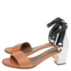 Hermes Tricolor Leather Manege Ankle Wrap Sandals Size 37.5
